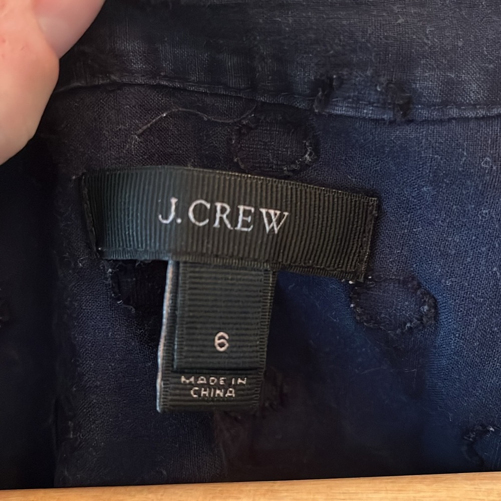 J Crew navy blue eyelet blouse - Picture 3 of 4